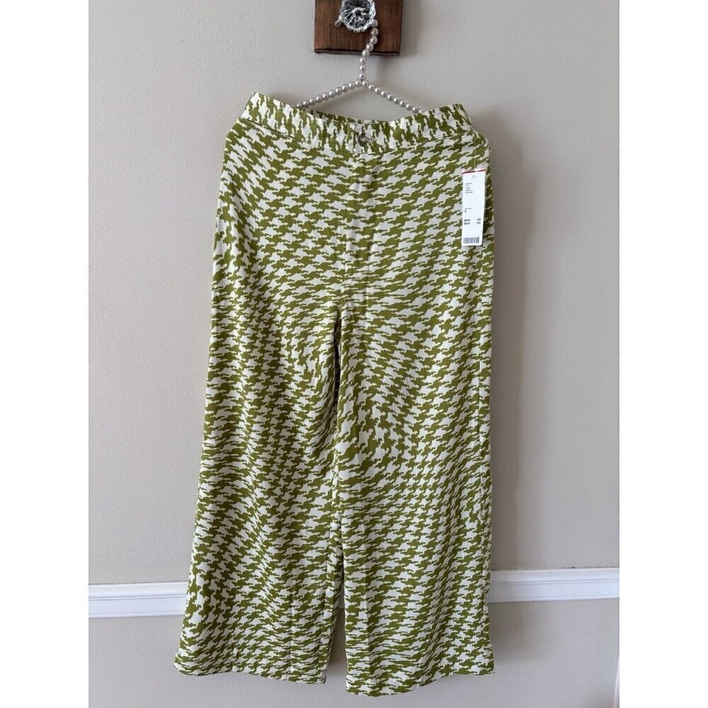 NWT Urban Outfitters Size M Olympia Scarf Printed Pant Green Motif Houndstooth
